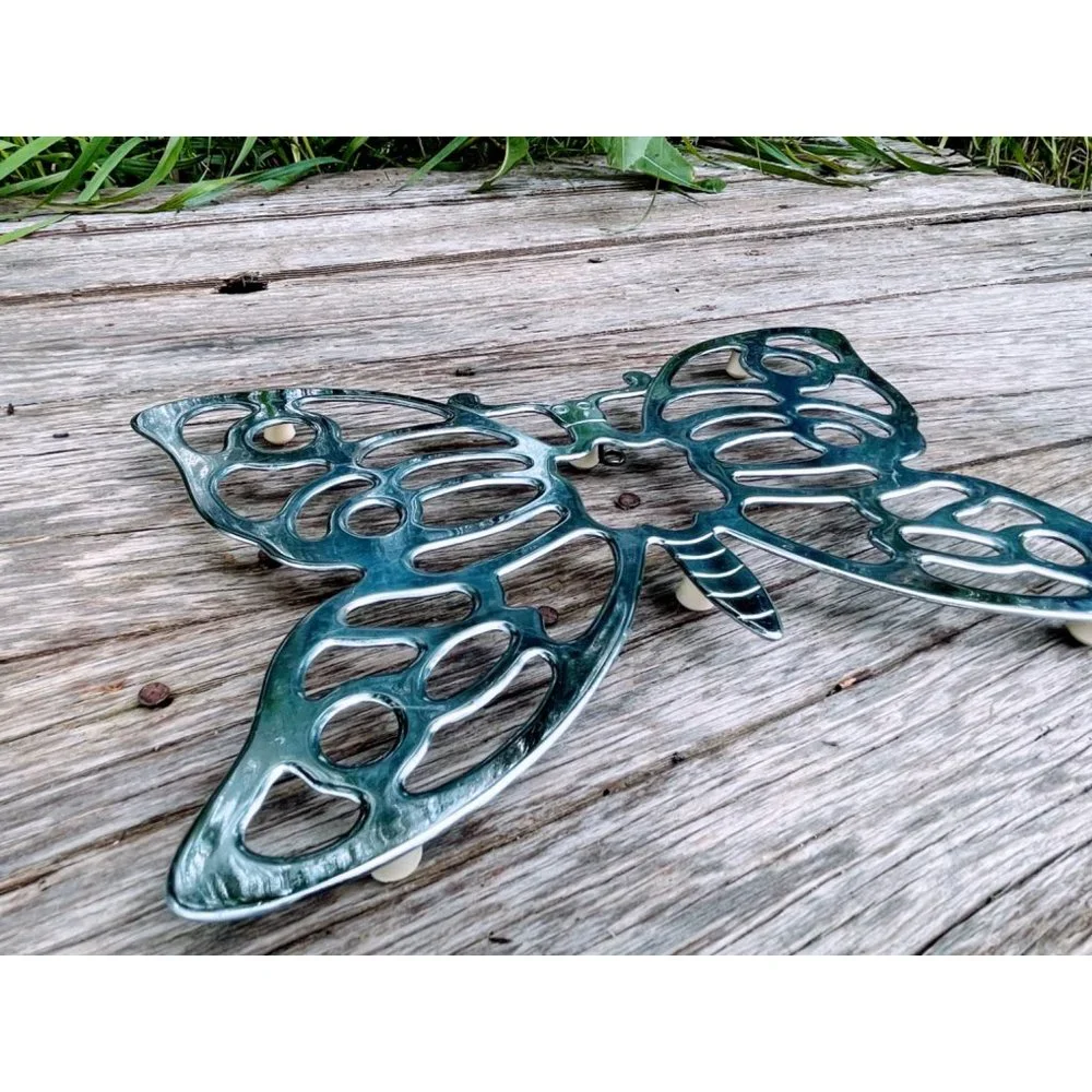 Vintage 1970s Metal Butterfly Footed Trivet Leonard Italy - Picture 2 of 12